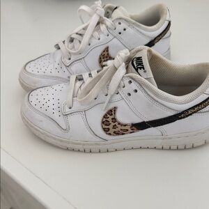 Nike women White Sneakers with Leopard Accents